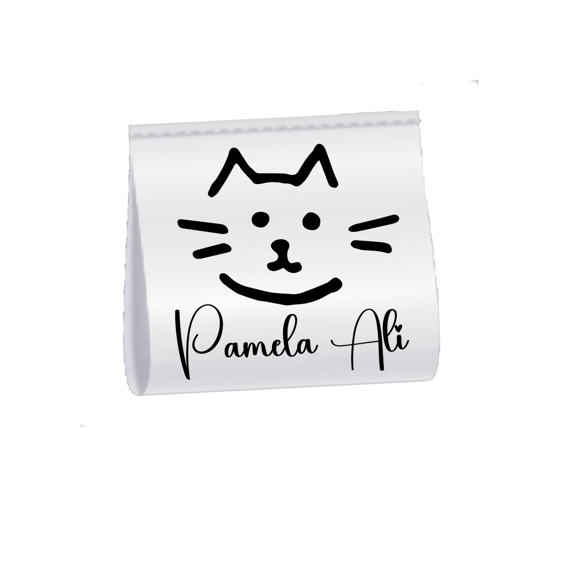 Personalized Cat Satin Quilt Tags – Custom Cat Face Quilt Label – Fold Over Satin Tags – Handmade By Name Labels – Set of 25 - Jammin Threads