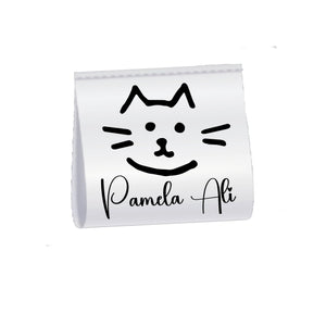 Personalized Cat Satin Quilt Tags – Custom Cat Face Quilt Label – Fold Over Satin Tags – Handmade By Name Labels – Set of 25 - Jammin Threads