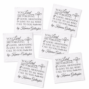 Personalized Christian Quilt Label – Psalm 86:5 Bible Verse – Custom Quilt Tag – Faith Quilt Label – 6 Per Sheet - Jammin Threads