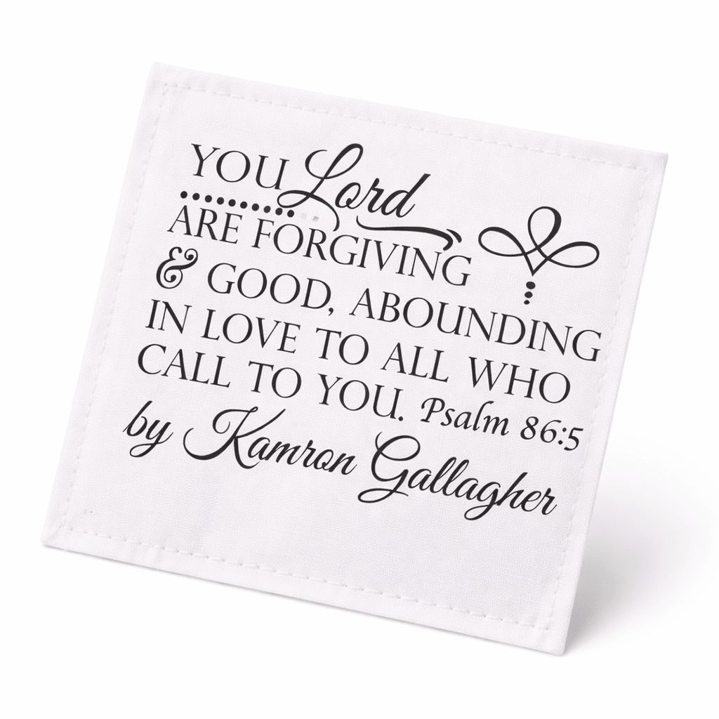 Personalized Christian Quilt Label – Psalm 86:5 Bible Verse – Custom Quilt Tag – Faith Quilt Label – 6 Per Sheet - Jammin Threads
