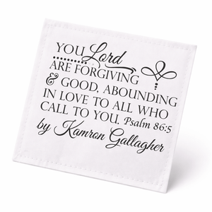 Personalized Christian Quilt Label – Psalm 86:5 Bible Verse – Custom Quilt Tag – Faith Quilt Label – 6 Per Sheet - Jammin Threads