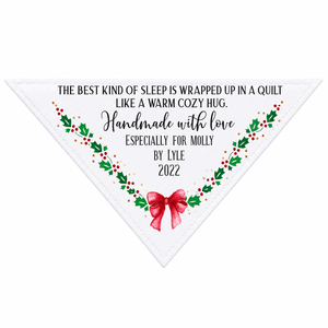 Personalized Christmas Corner Quilt Label | Cozy Hug Holiday Quilt Label with Name & Year | Custom Quilt Label - Jammin Threads