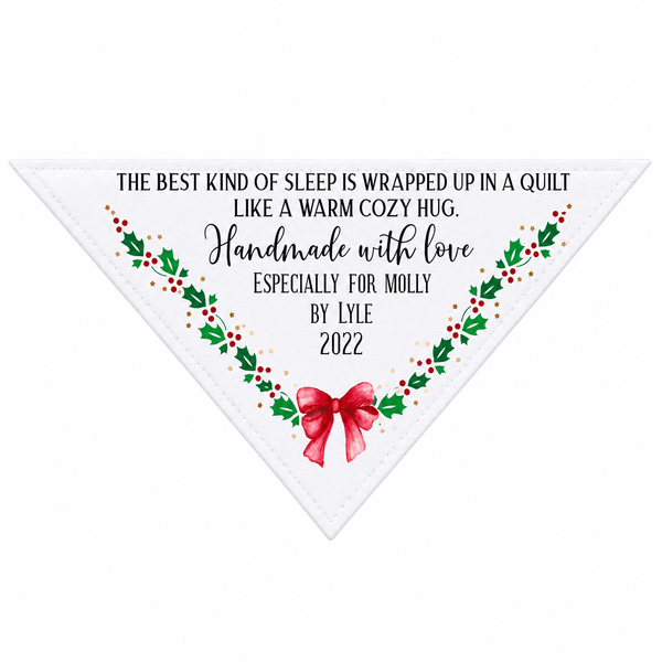 Personalized Christmas Corner Quilt Label | Cozy Hug Holiday Quilt Label with Name & Year | Custom Quilt Label - Jammin Threads