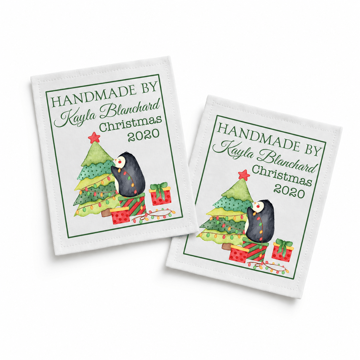 Personalized Christmas Penguin Quilt Label – Custom Handmade By Label with Year - Jammin Threads