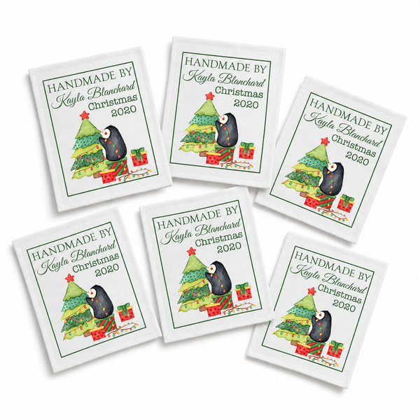 Personalized Christmas Penguin Quilt Label – Custom Handmade By Label with Year - Jammin Threads