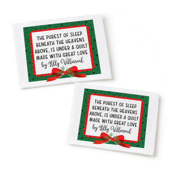 Personalized Christmas Quilt Label – Purest Sleep Beneath Heaven - Jammin Threads