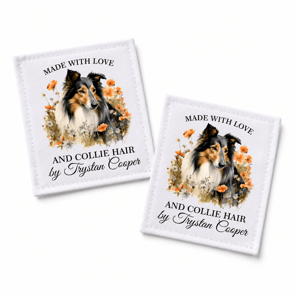 Personalized Collie Quilt Label – Handmade with Love & Collie Hair - Jammin Threads