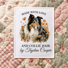 Personalized Collie Quilt Label – Handmade with Love & Collie Hair - Jammin Threads