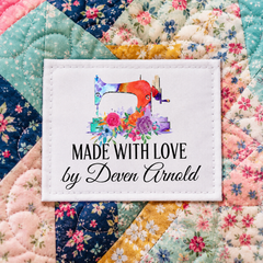 Personalized Colorful Sewing Machine Quilt Label – Custom Maker Name - Jammin Threads