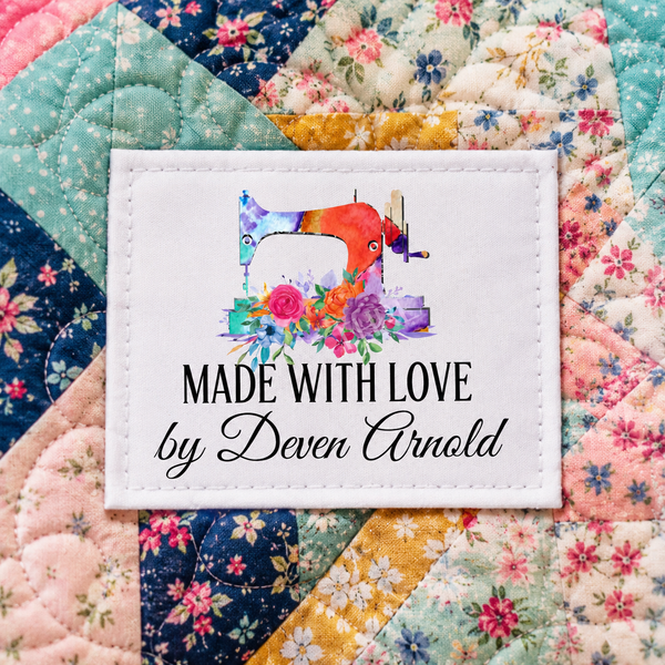 Personalized Colorful Sewing Machine Quilt Label – Custom Maker Name - Jammin Threads