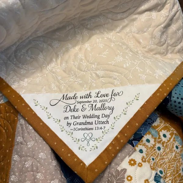 Personalized Corner Quilt Label – Wedding Edition (6.5" x 6.5") - Jammin Threads