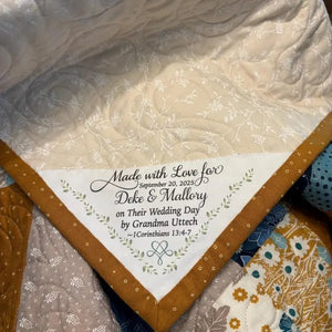 Personalized Corner Quilt Label – Wedding Edition (6.5" x 6.5") - Jammin Threads