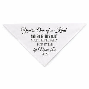 Personalized Corner Quilt Label – “You’re One of a Kind and So Is This Quilt” – Custom Triangle Quilt Label with Recipient Name, Maker Name & Year - Jammin Threads