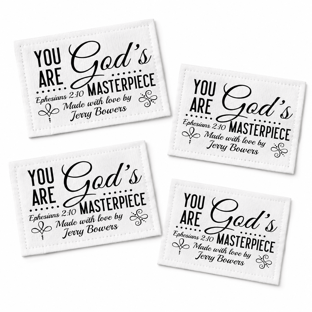 Personalized Ephesians 2:10 Quilt Label – You Are God’s Masterpiece Custom Maker Tag - Jammin Threads