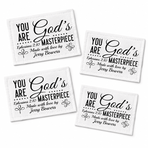 Personalized Ephesians 2:10 Quilt Label – You Are God’s Masterpiece Custom Maker Tag - Jammin Threads