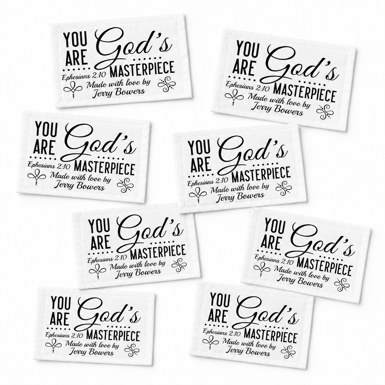 Personalized Ephesians 2:10 Quilt Label – You Are God’s Masterpiece Custom Maker Tag - Jammin Threads