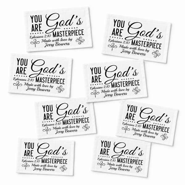 Personalized Ephesians 2:10 Quilt Label – You Are God’s Masterpiece Custom Maker Tag - Jammin Threads