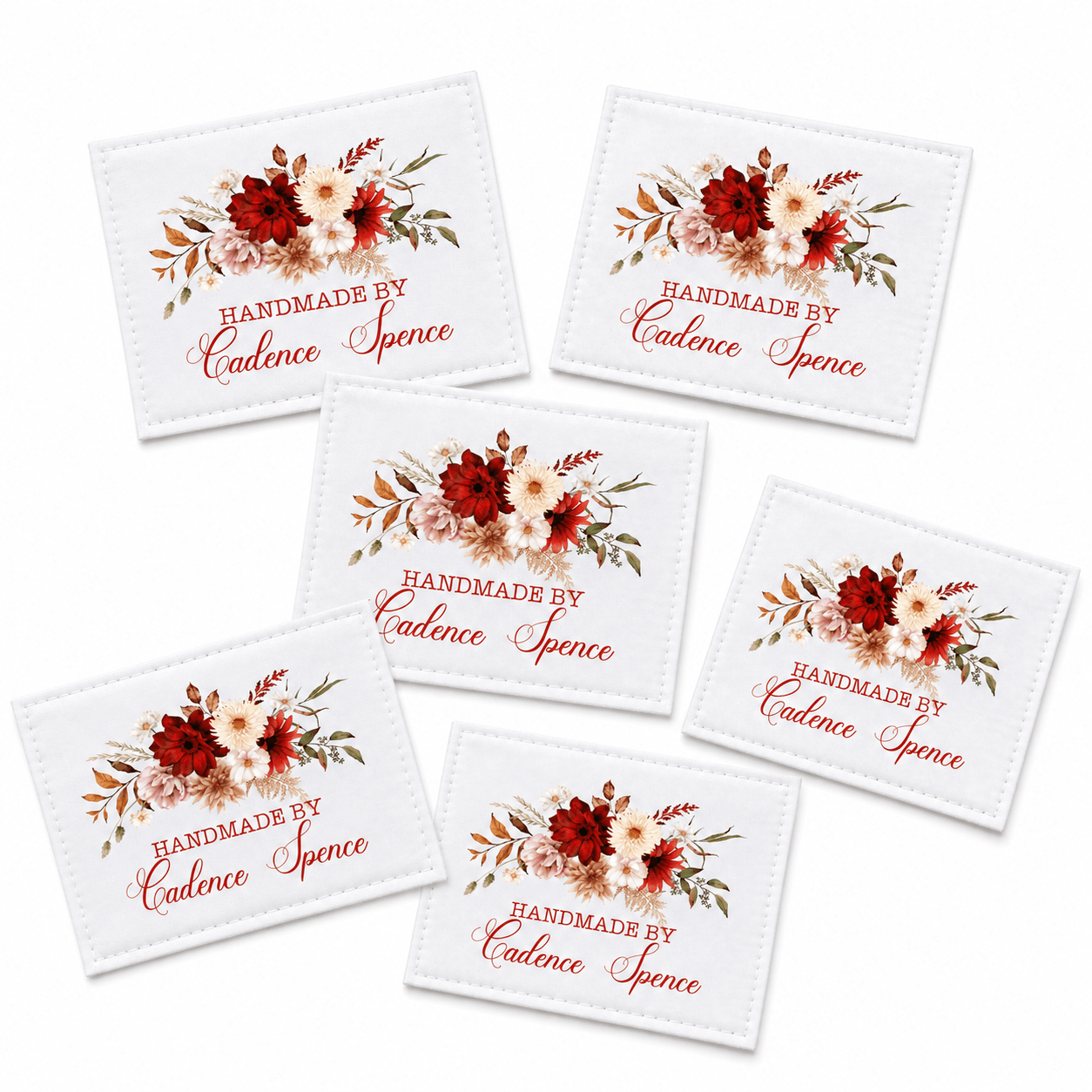 Personalized Fall Floral Quilt Labels - Jammin Threads