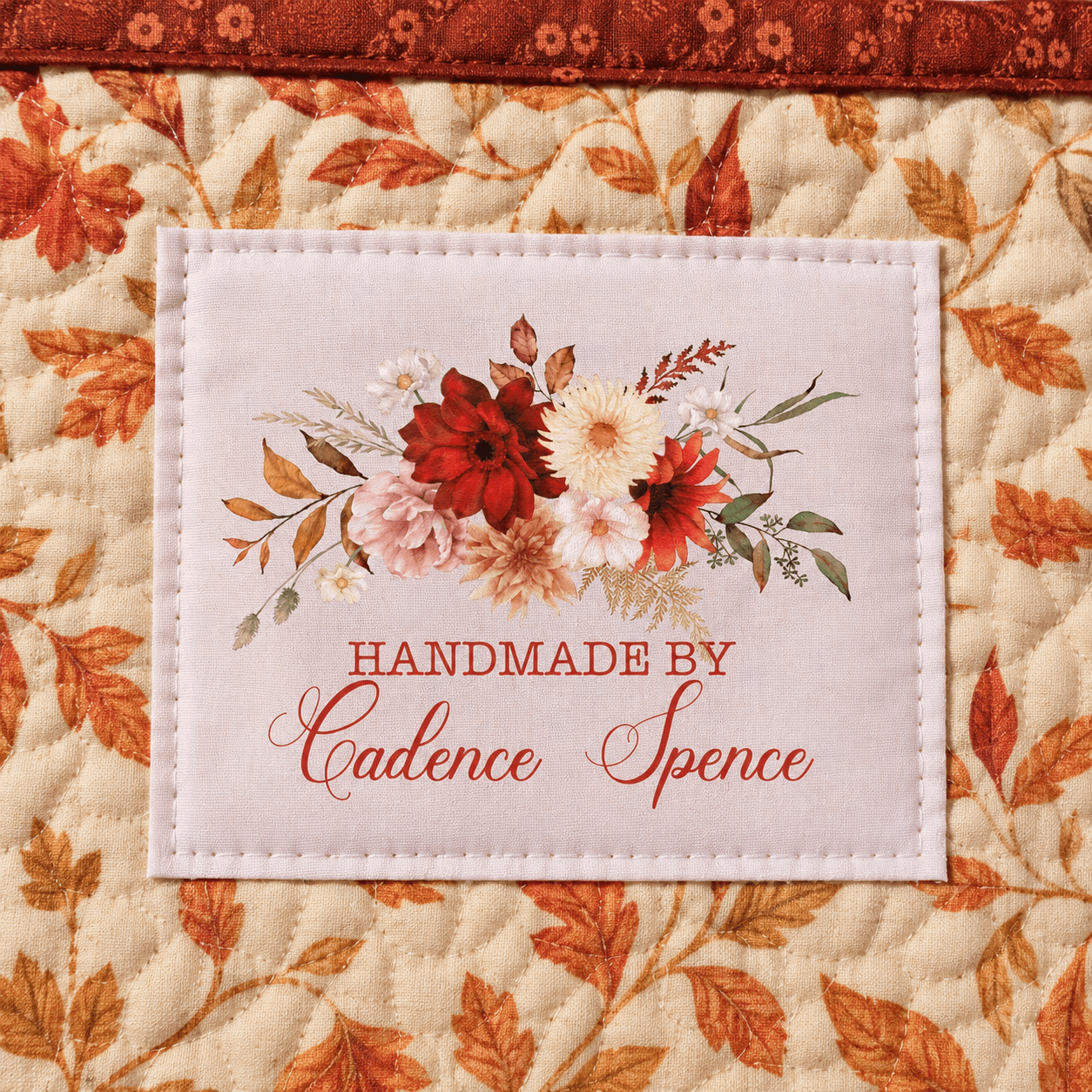 Personalized Fall Floral Quilt Labels - Jammin Threads