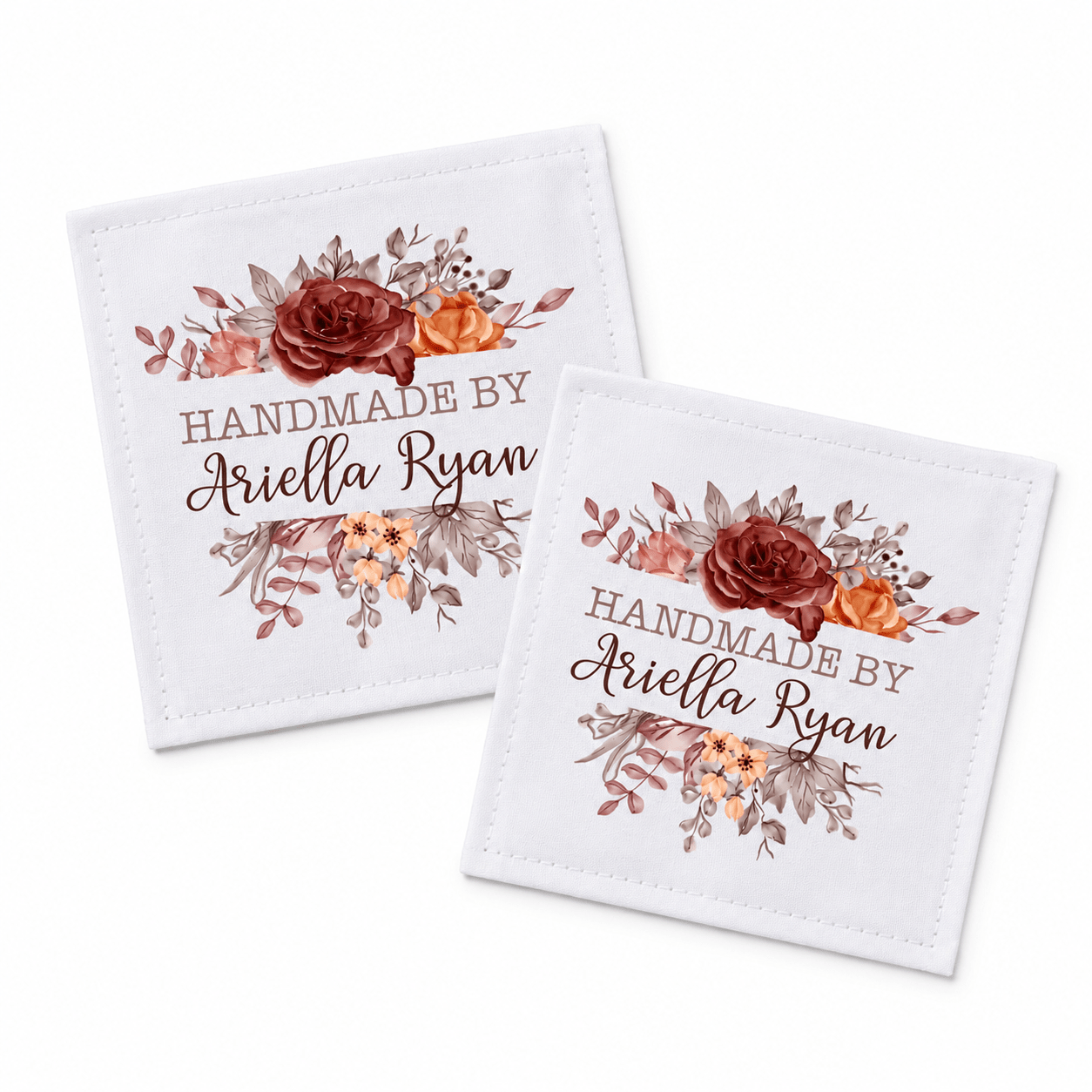 Personalized Floral Quilt Label – Custom Handmade By Maker Name Quilt Tag - Jammin Threads