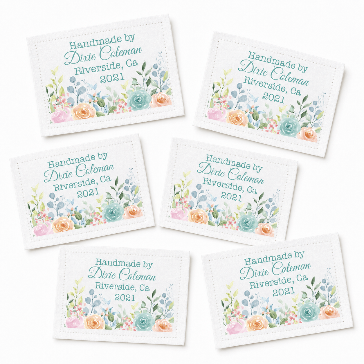 Personalized Floral Quilt Label | Custom Handmade By Quilt Tag with Name, Location & Year - Jammin Threads