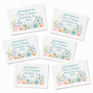Personalized Floral Quilt Label | Custom Handmade By Quilt Tag with Name, Location & Year - Jammin Threads