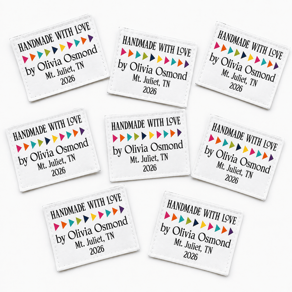 Personalized Flying Geese Quilt Labels – Handmade with Love Maker Label - Jammin Threads