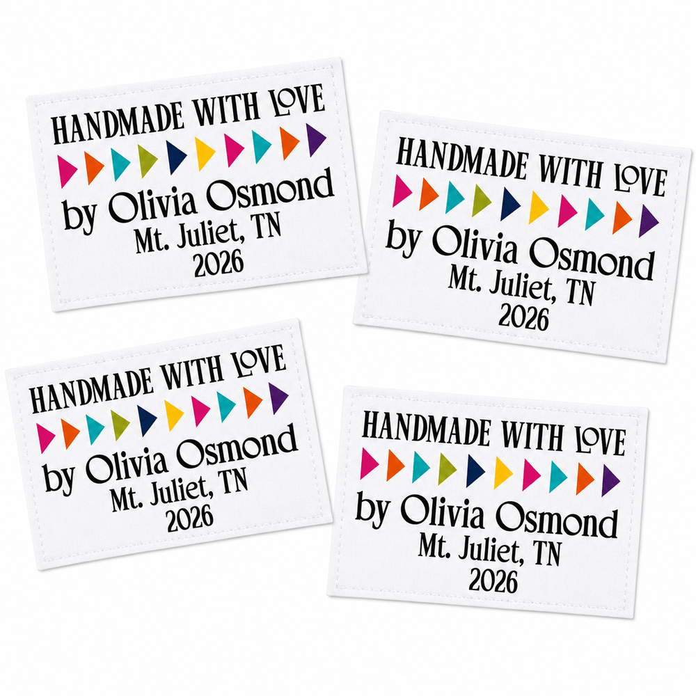 Personalized Flying Geese Quilt Labels – Handmade with Love Maker Label - Jammin Threads
