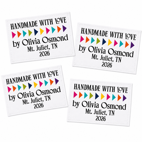 Personalized Flying Geese Quilt Labels – Handmade with Love Maker Label - Jammin Threads