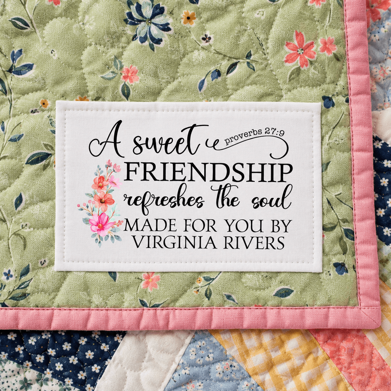 Personalized Friendship Quilt Labels | Proverbs 27:9 Quilt Tags | Christian Quilt Labels | Custom Quilt Label Sheet - Jammin Threads