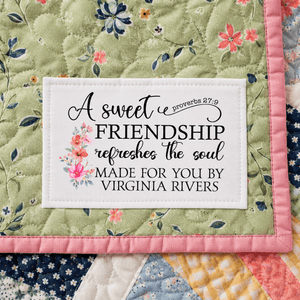 Personalized Friendship Quilt Labels | Proverbs 27:9 Quilt Tags | Christian Quilt Labels | Custom Quilt Label Sheet - Jammin Threads