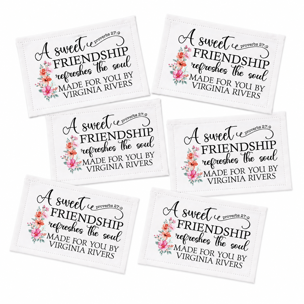 Personalized Friendship Quilt Labels | Proverbs 27:9 Quilt Tags | Christian Quilt Labels | Custom Quilt Label Sheet - Jammin Threads