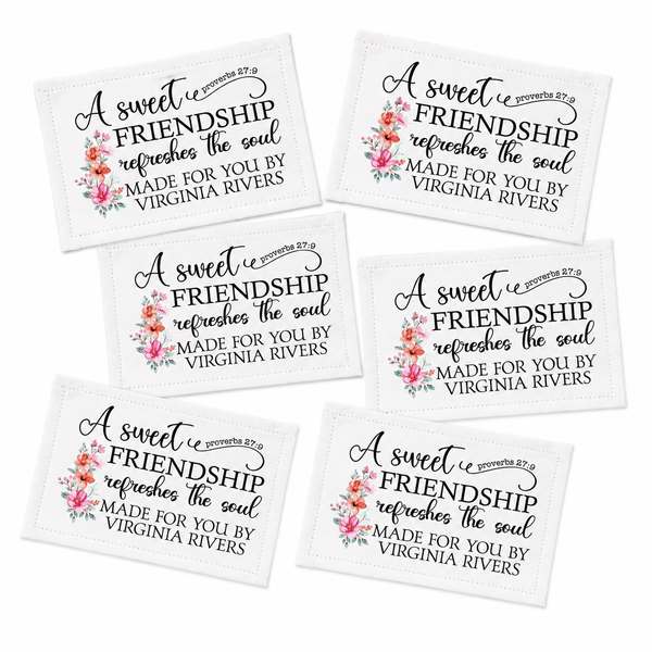 Personalized Friendship Quilt Labels | Proverbs 27:9 Quilt Tags | Christian Quilt Labels | Custom Quilt Label Sheet - Jammin Threads