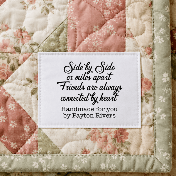 Personalized Friendship Quilt Labels – Side by Side or Miles Apart – Custom Maker Name - Jammin Threads