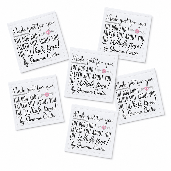 Personalized Funny Dog Quilt Label | The Dog and I Talked About You Custom Quilt Tag - Jammin Threads