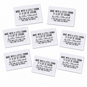 Personalized Funny Quilt Label – Made with a Little Crown & Cussing - Jammin Threads