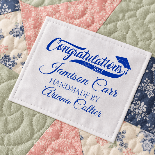 Personalized Graduation Quilt Label | Custom Congratulations Graduate Label - Jammin Threads