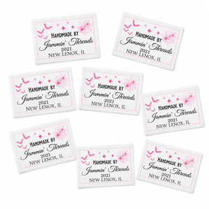 Personalized Halloween Quilt Label – Pink Bats & Spider Webs – Custom Maker Name & Location - Jammin Threads
