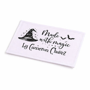 Personalized Halloween Quilt Labels – “Made with Magic” Witch Hat Design – Custom Handmade By Name – Set of 6 Fabric Labels - Jammin Threads