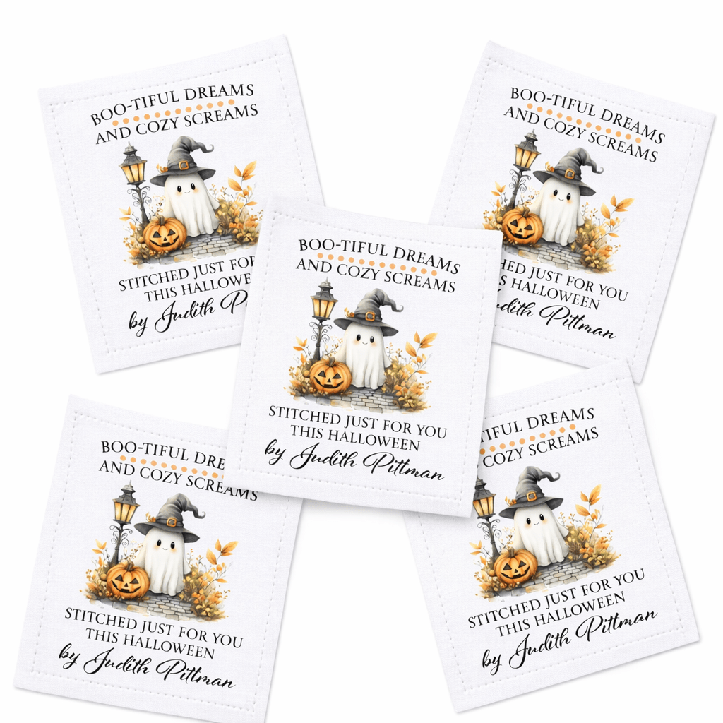 Personalized Halloween Quilt Labels – Set of 5 (3" x 2.25") - Jammin Threads