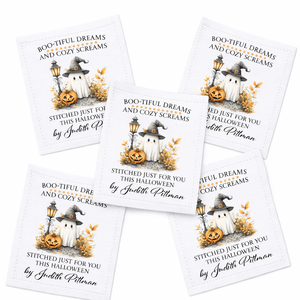 Personalized Halloween Quilt Labels – Set of 5 (3" x 2.25") - Jammin Threads