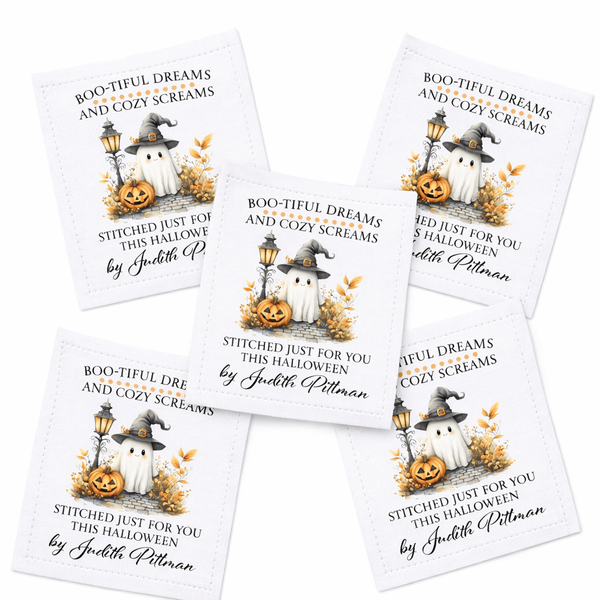 Personalized Halloween Quilt Labels – Set of 5 (3" x 2.25") - Jammin Threads
