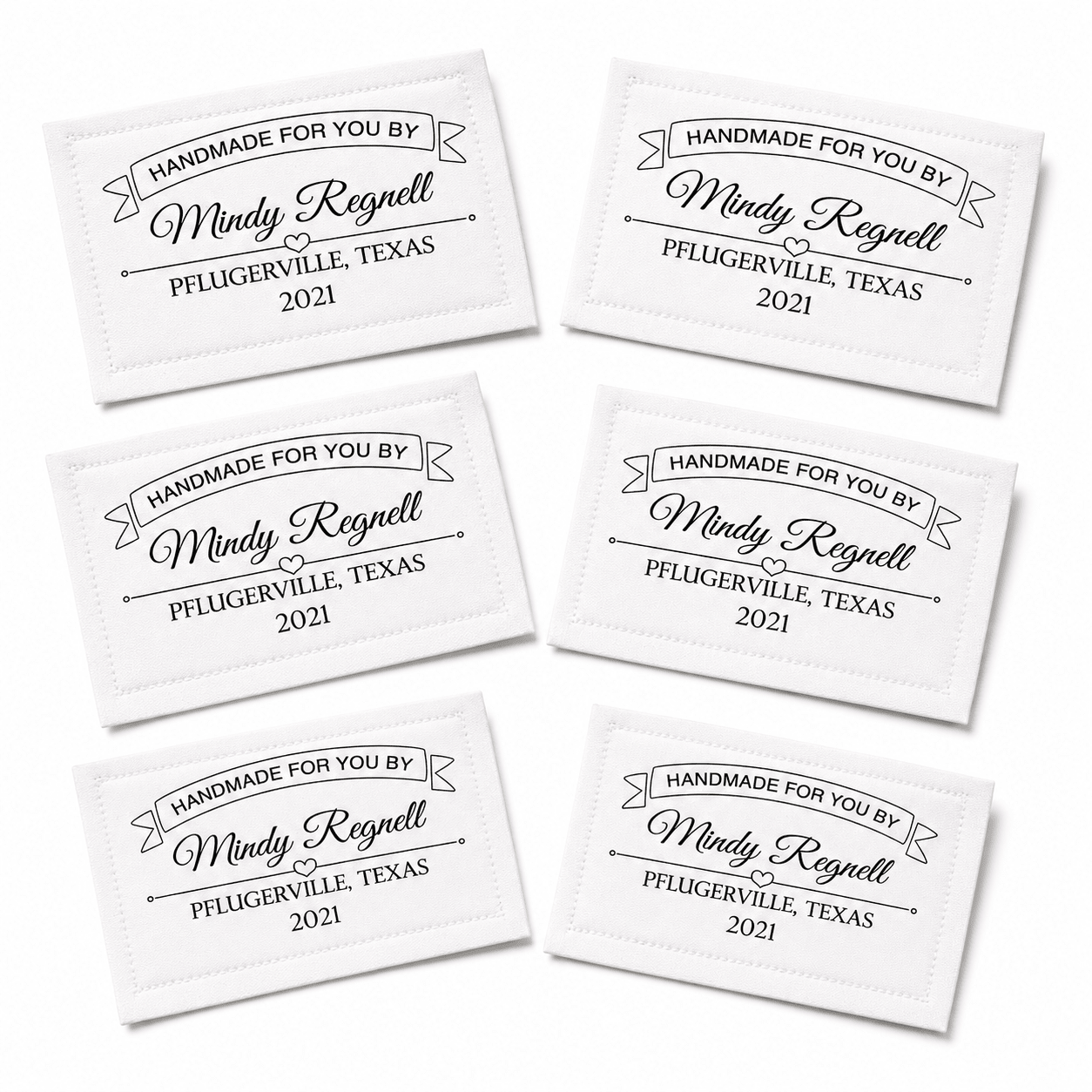 Personalized Handmade By Quilt Label with Banner – Custom Quilt Label with Maker Name, Location and Year – - Jammin Threads