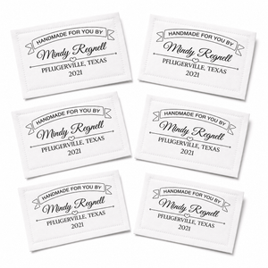 Personalized Handmade By Quilt Label with Banner – Custom Quilt Label with Maker Name, Location and Year – - Jammin Threads