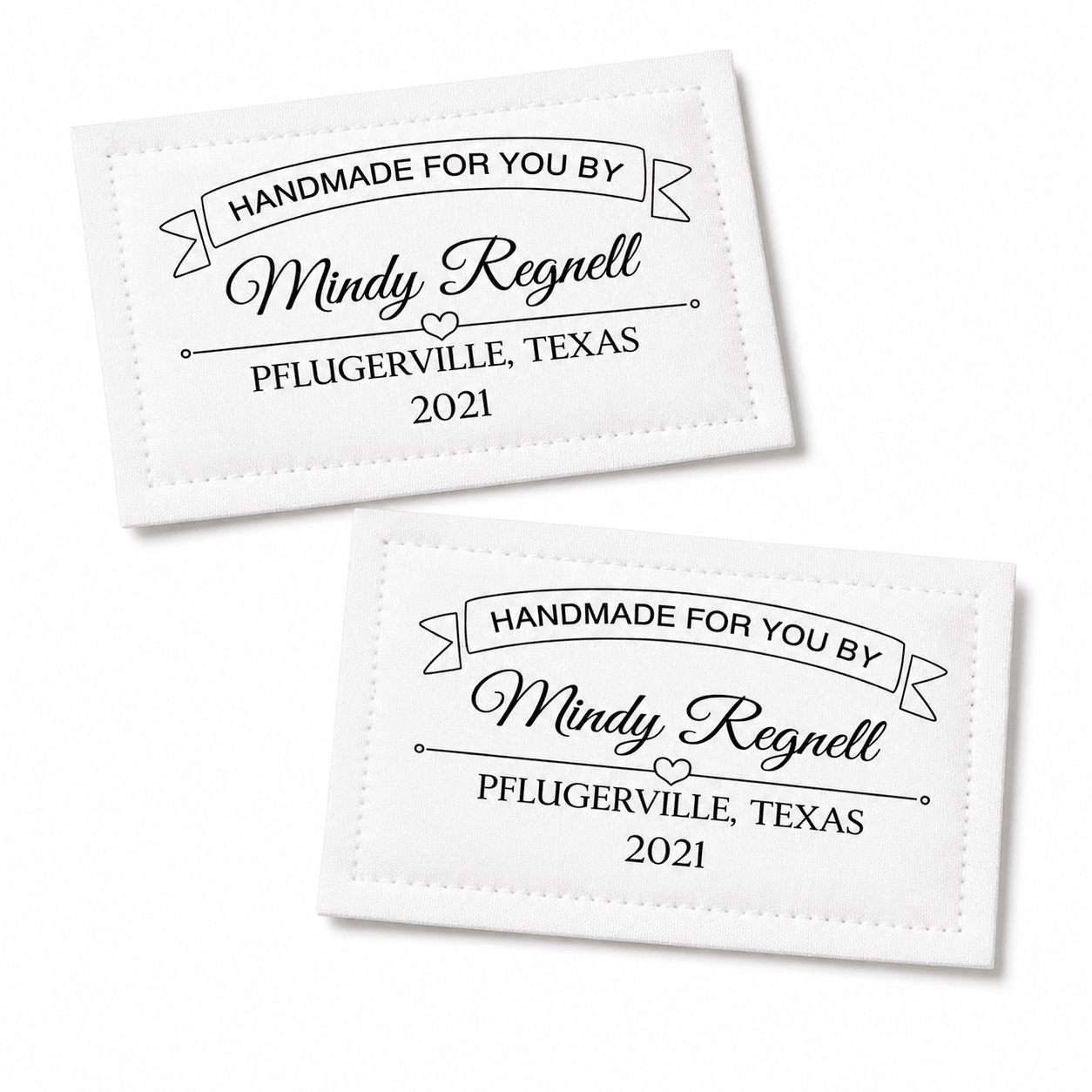 Personalized Handmade By Quilt Label with Banner – Custom Quilt Label with Maker Name, Location and Year – - Jammin Threads