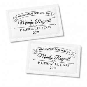 Personalized Handmade By Quilt Label with Banner – Custom Quilt Label with Maker Name, Location and Year – - Jammin Threads