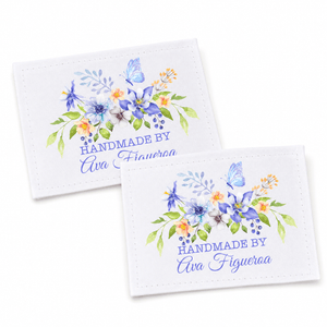 Personalized Handmade By Quilt Label with Flowers and Butterfly – Custom Quilt Label with Maker Name - Jammin Threads