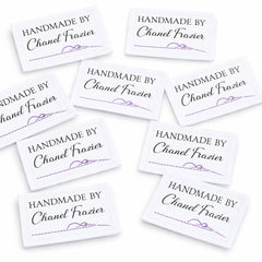 Personalized Handmade By Quilt Labels – Custom Sewing Labels with Needle & Thread Design – Cotton or Polyester – 9 Per Sheet - Jammin Threads