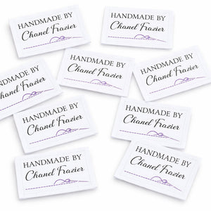 Personalized Handmade By Quilt Labels – Custom Sewing Labels with Needle & Thread Design – Cotton or Polyester – 9 Per Sheet - Jammin Threads