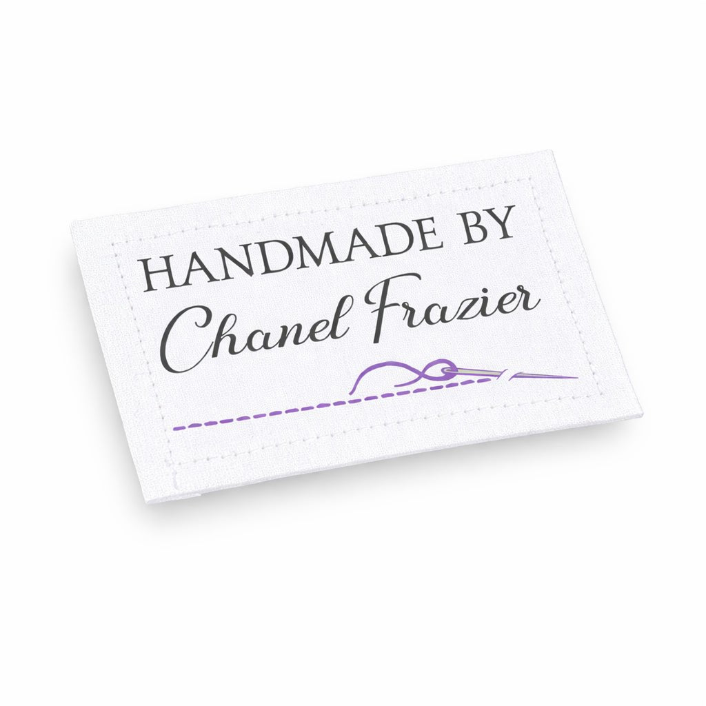 Personalized Handmade By Quilt Labels – Custom Sewing Labels with Needle & Thread Design – Cotton or Polyester – 9 Per Sheet - Jammin Threads